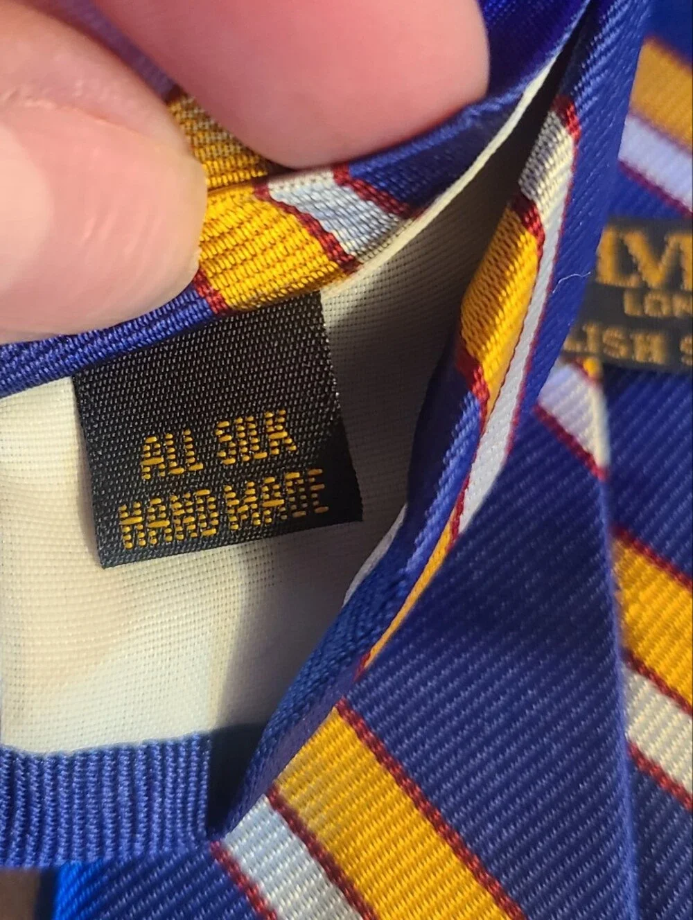 Ben Silver Silk Classic Blue and Yellow Striped Men's Tie